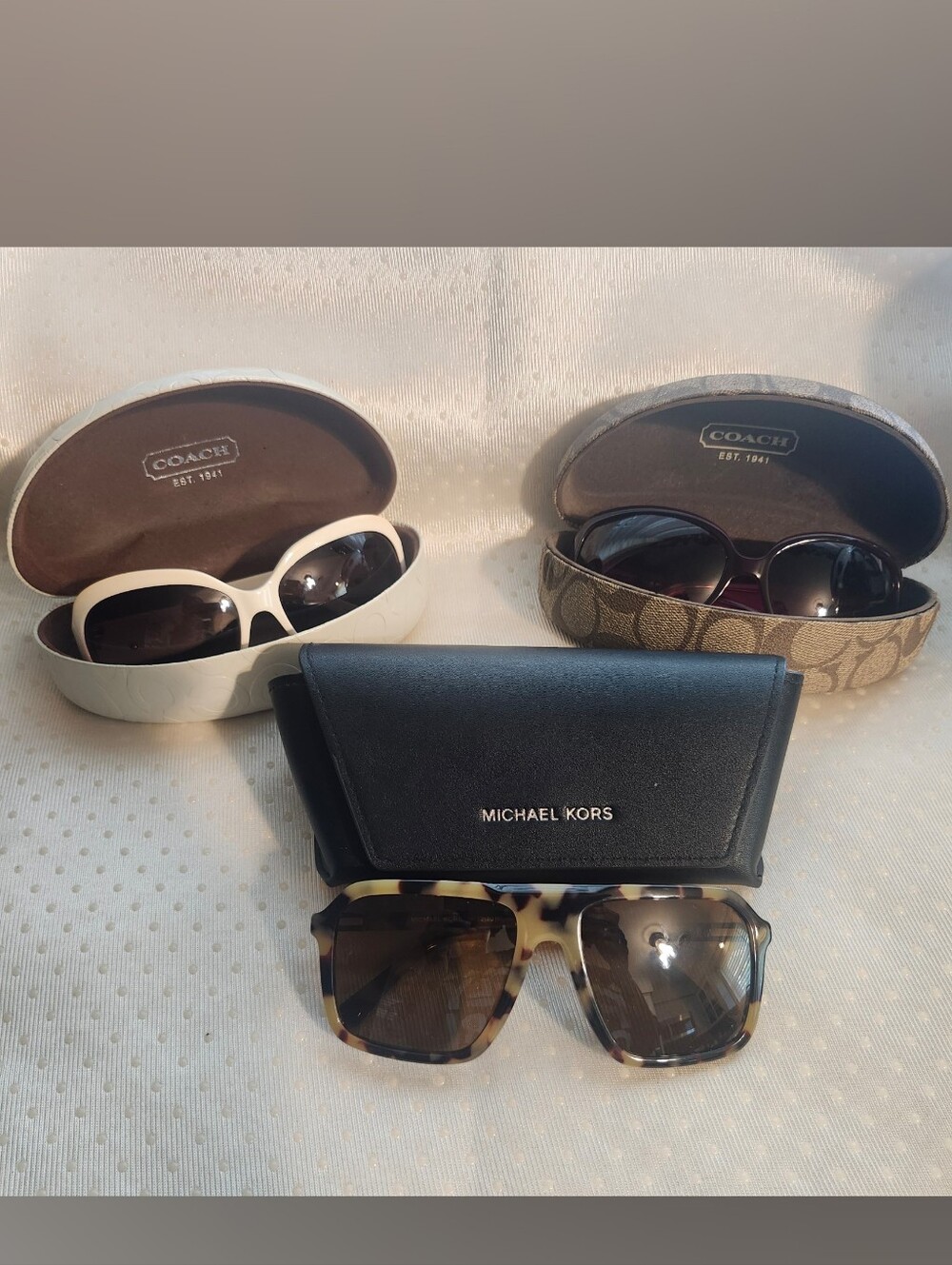 Three Pairs Of Designer Sunglasses -Coach And Michael Kors